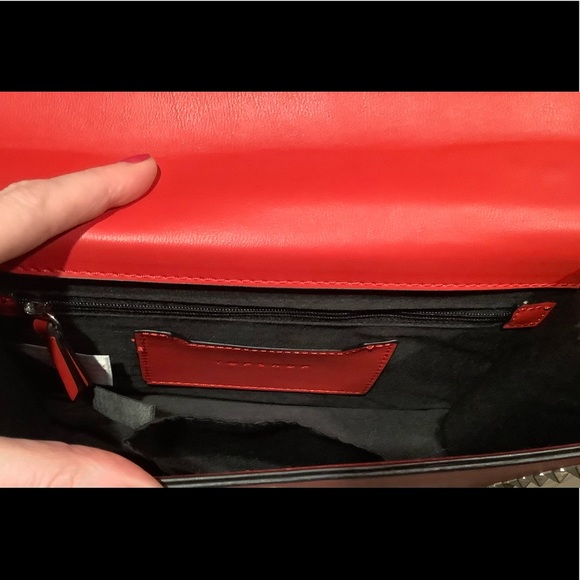 TopShop Red Silver Chain Top Handle Handbag - Picture 7 of 7